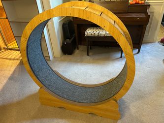 Cat Exercise Wheel for Indoor Cats, 46 Inch Large XL Cat Running Treadmill Wheel with Carpeted Runway for Kitty’s Longer Life, Natural Wood Color(XL)