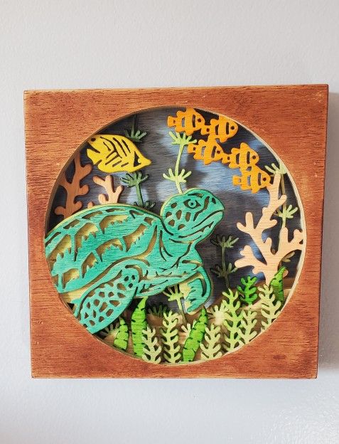 handmade wood sea turtle decoration