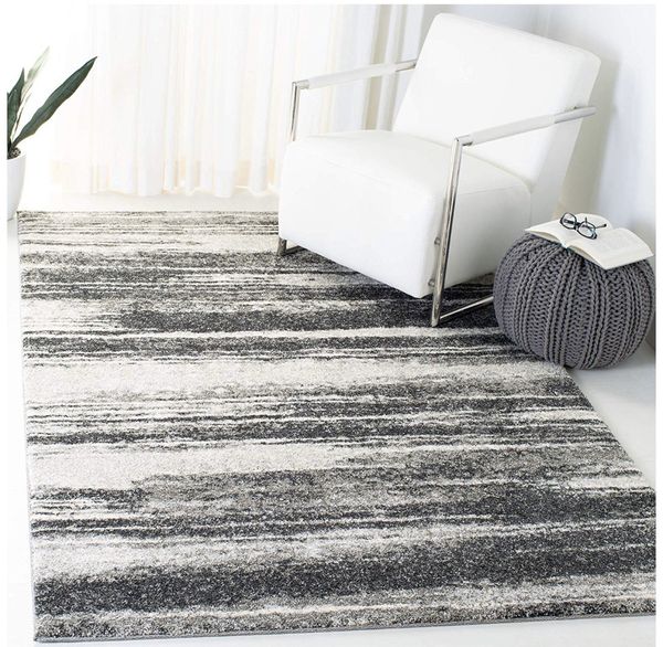 Modern Abstract Dark Grey and Light Grey Area Rug 6x9 for Sale in