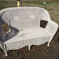 White Wicker Loveseat