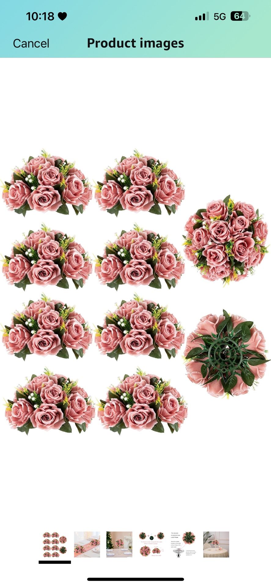 BLOSMON Flower Ball Centerpieces for Wedding: 10 Pcs Dusty Pink Fake Roses Flowers