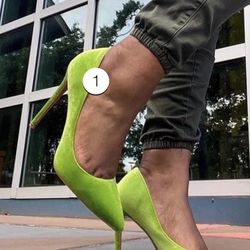 Velvet Green Stiletto Heels US 9.5
