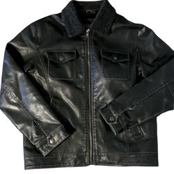 Men’s Faux Leather Sherpa-Lined Jacket/Coat OBO 