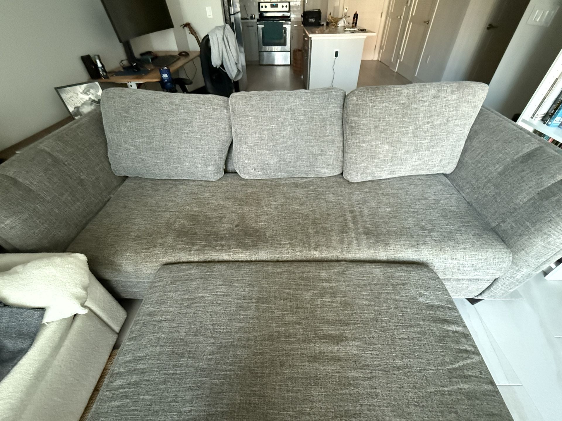 Gray Couch With Ottoman
