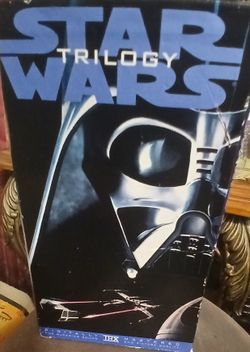 STAR WARS GOBLET AND 1965 VHS STAR WARS TRILOGY