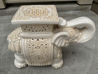 Vintage Large Ceramic Elephant Plant Stand / Side Table 