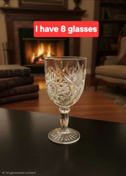 Cut Crystal Wine Goblets Set of 8