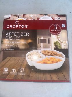 Crofton Porcelain Appetizer Dishes 3-Piece Set