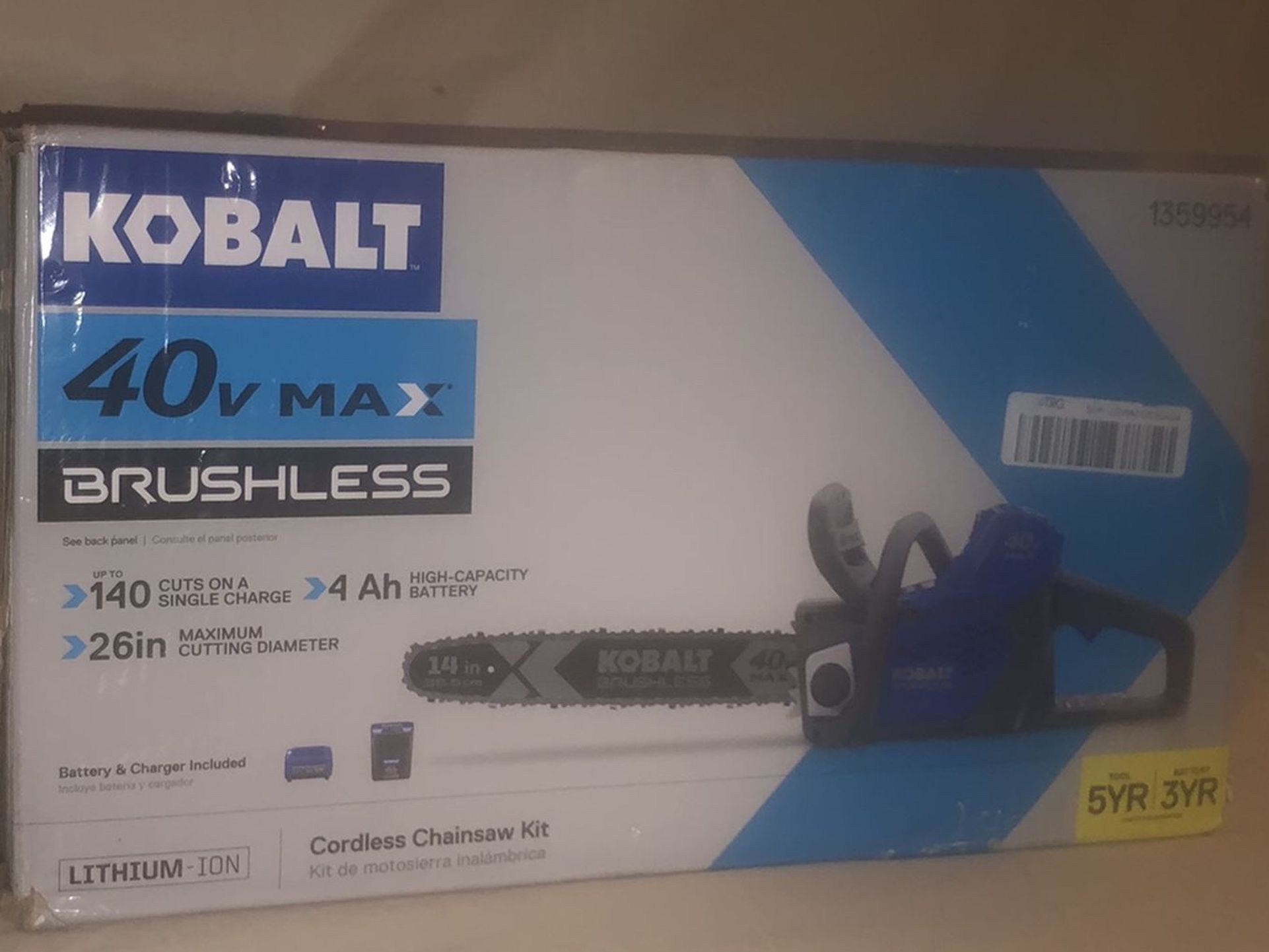 Kobalt 40v Brushless Cordless Chainsaw Kit