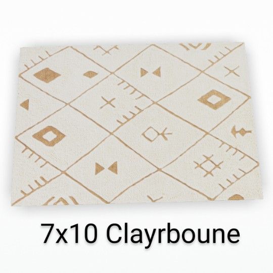 Brand New 7 X 10 Clayrbone Hand Tuffed Two Tones Diamonds
