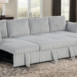 Brand New Light Grey Adjustable Sectional Sofa Sleeper 