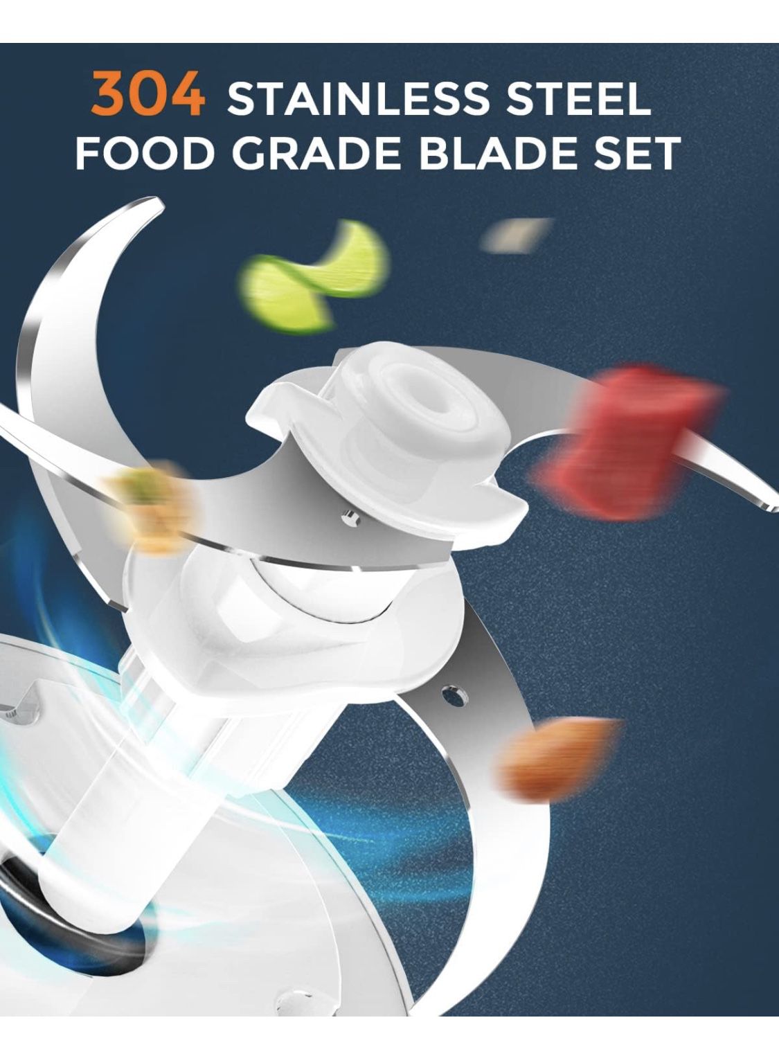 Syvio Food Processors with 2 Bowls, Meat Grinder 4 Bi-Level Blades