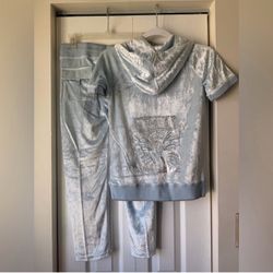 BCBG Velour Tracksuit Set Light Blue
