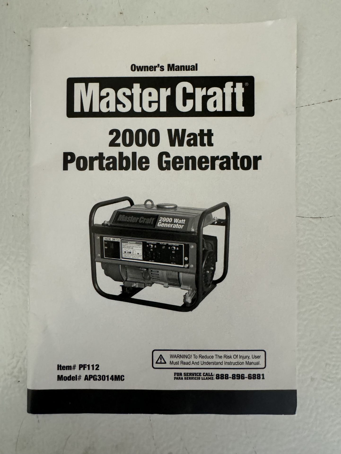 Master Craft 2000 Watt Portable Generator
