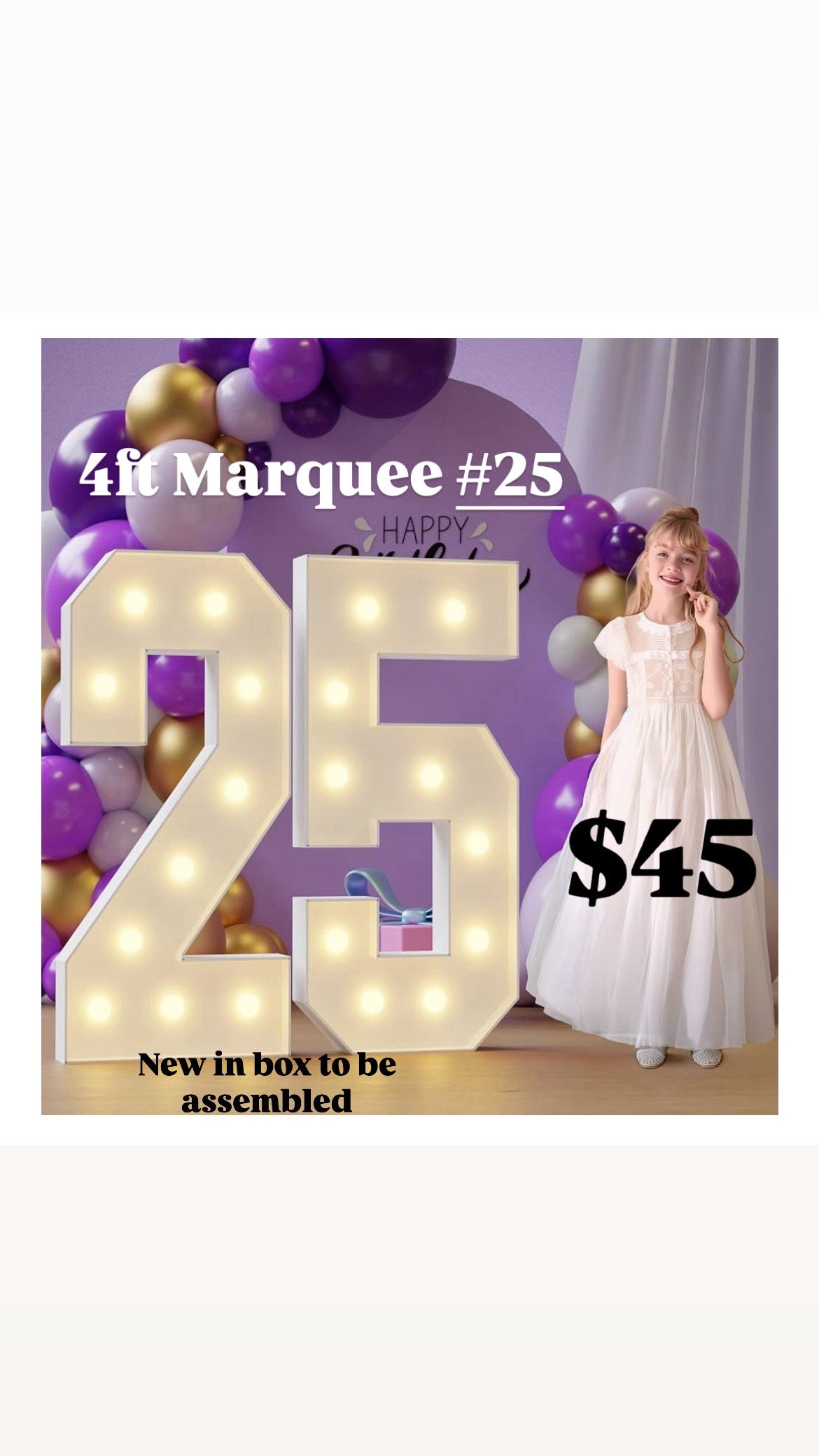 Marquee Numbers 25th-Birthday Large Decorations: 4ft Light Up Numbers 25 Birthday Sign for Boy Girl Twenty Five Year Old Anniversary Mosaic Party Deco