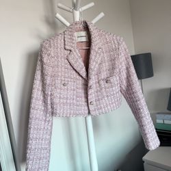 Women Pink Plaid Suit - S