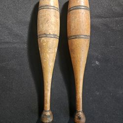Vintage Antique Wooden Indian Clubs/Juggling Pins