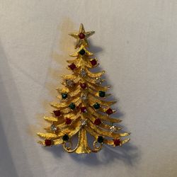 Mylu Christmas Tree Jeweled Brooch