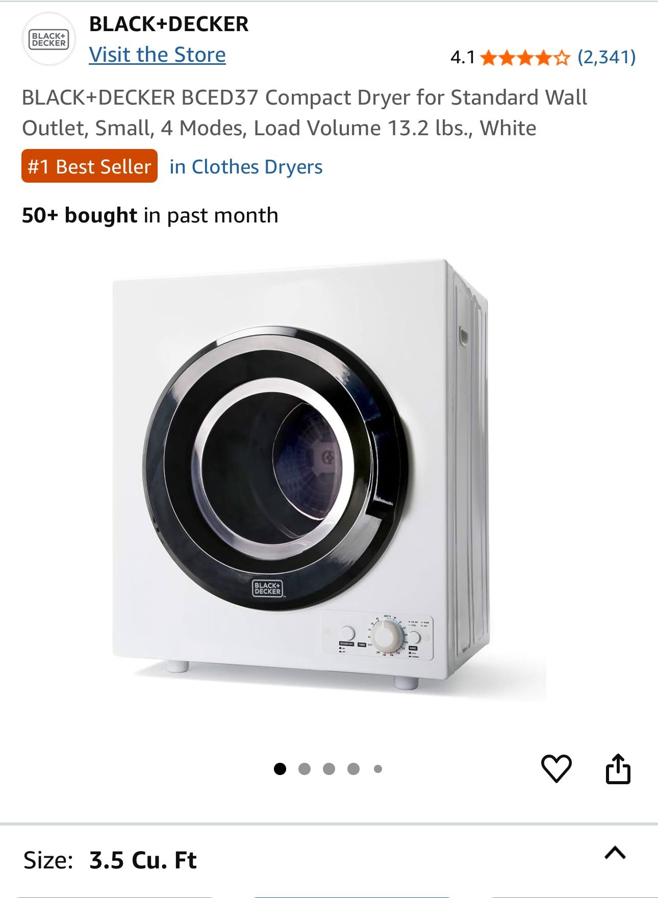 BLACK+DECKER BCED37 Compact Dryer