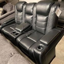 Party Time Midnight Power Reclining Sofa / couch 