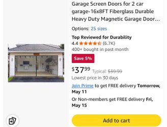 Garage screen door 2 car 16x8 ft