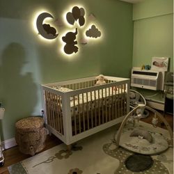 Modern wood And white crib