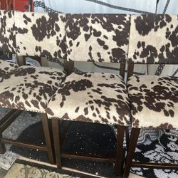 Stools/Chairs  Set Of 4 Cowhide Fabric