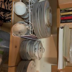 Tea Rose China Set Black And White Edition