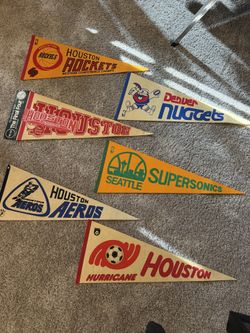 Vintage sports pennants Houston Rockets Aeros Denver Nuggets Seattle SuperSonics starts at $20