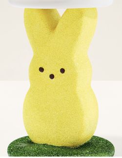 PEEPS Bath and Body Works Glittery Yellow Marshmallow Bunny 3 Wick Candle Holder NEW With Tags (Candle EXCLUDED)