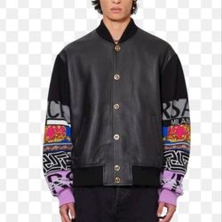 Versace Men's Renaissance Leather Bomber Jacket