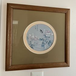 Real Wood Glass Frame Oriental Theme Prints 18”x18”