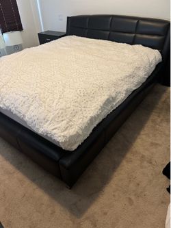King platform bed in black