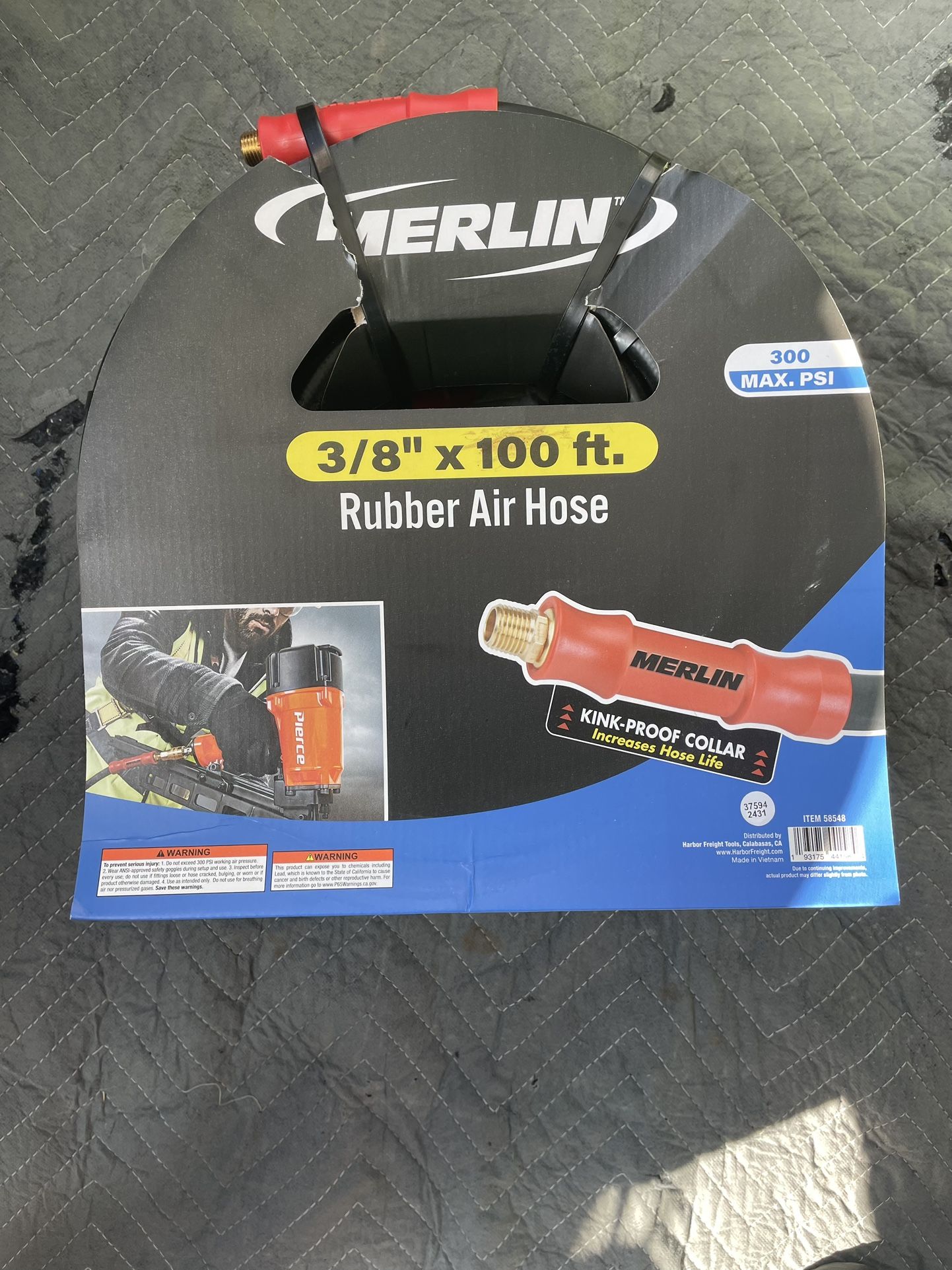 NEW MERLIN 3/8 in. x 100 ft. Rubber Air Hose