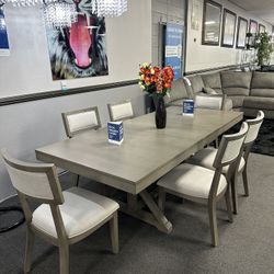 7PC Gray Dining Table Set