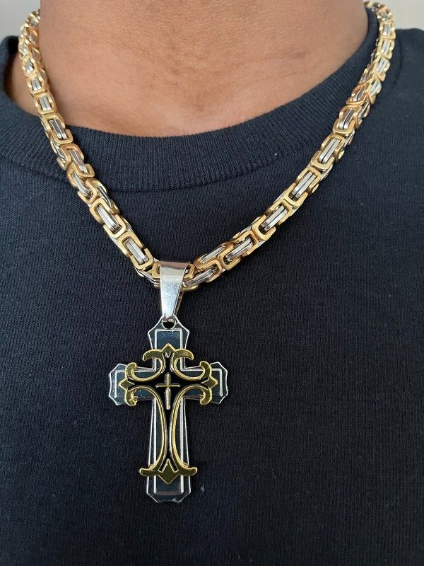Gold And Silver Jesus Cross