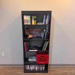5-Shelf Bookcase in Dark Wood Grain
