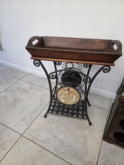 Vintage side Table Wood and Iron