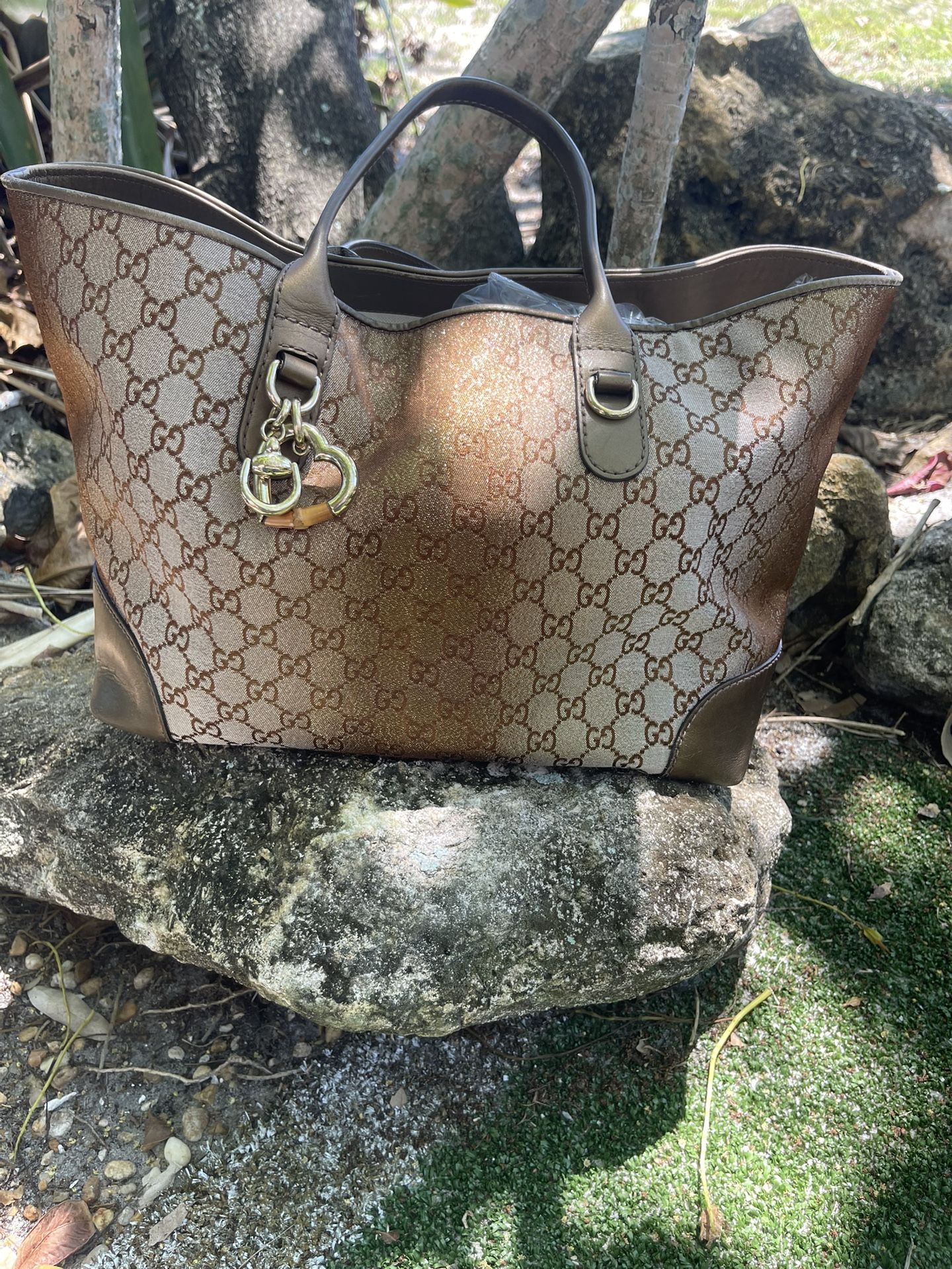 Gucci Tote Bag Brown Canvas authentic