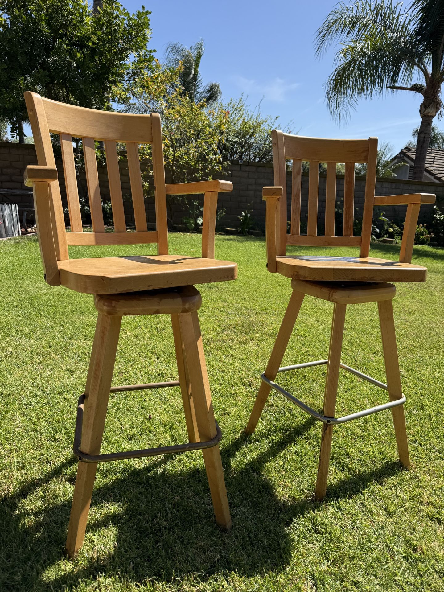 Swivel Wooden Bar Stools (2)