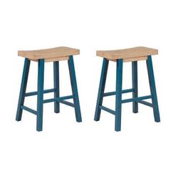 New Modern 2pc Counter Height Wood Kitchen Dining Stools