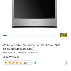 Whirlpool 30-in Single Electric Wall Oven Self-cleaning (Stainless Steel)