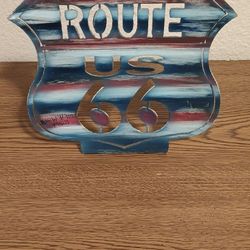 Route 66 Metal Painted Sign
