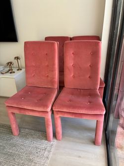 Pink Velvet Dining Chairs – Set of 4 | Retro Miami Style