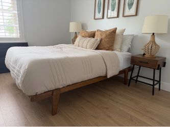 Modern Wooden Platform Queen Bed Frame