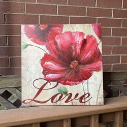 “Love” Wrapped Canvas Wall Art 18” x 18” - Excellent Condition