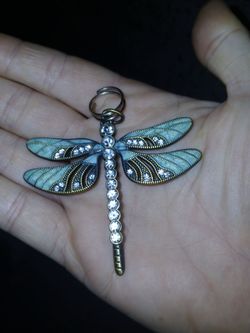Enameled Dragonfly Crystal Necklace