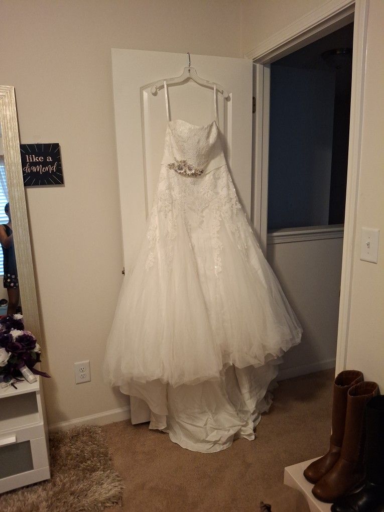 Size 12 David's Bridal Gown and veil