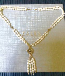 Antique 2 strands genuine pearl choker(22" Length)