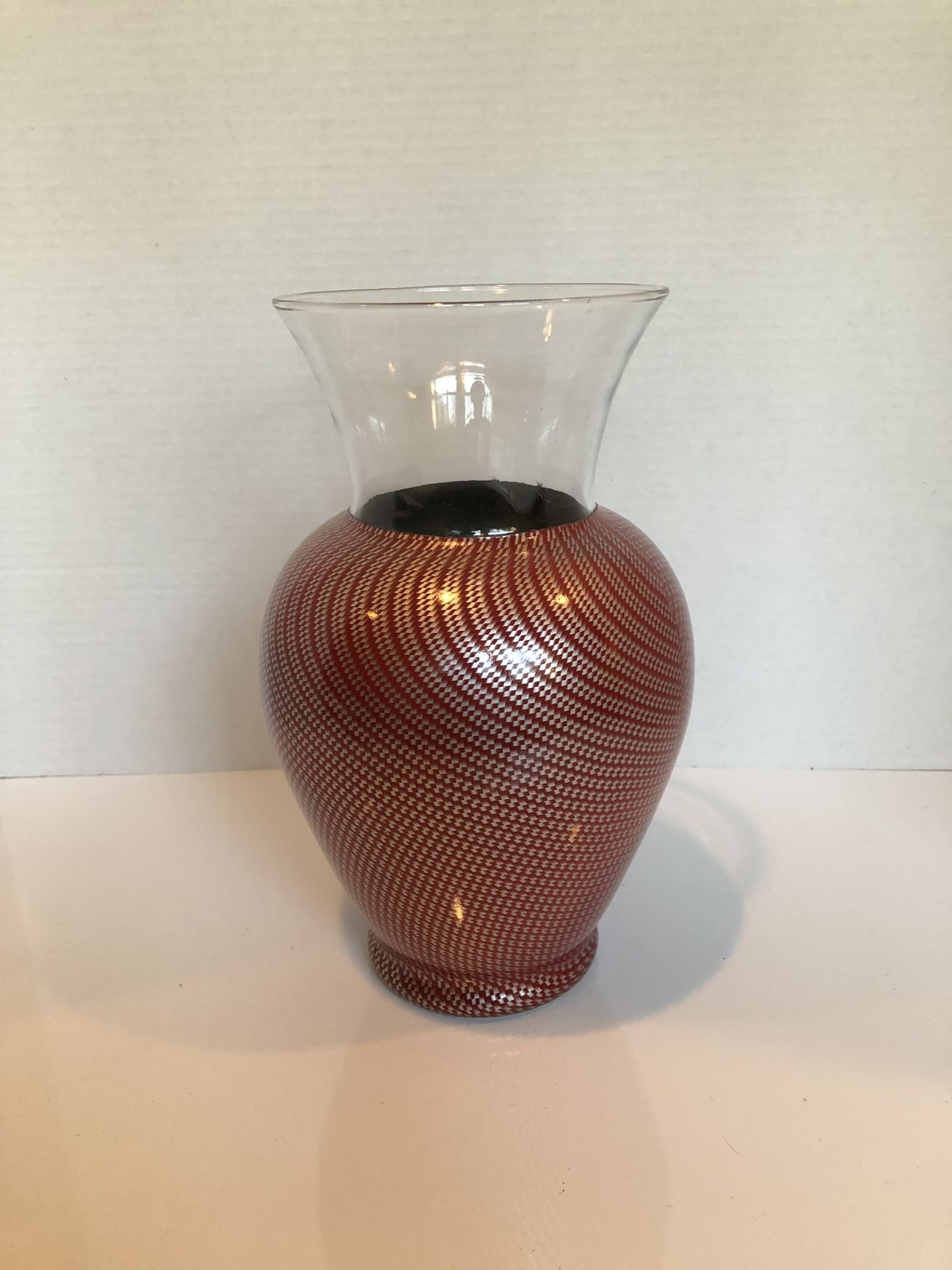 Burgundy and Silver Flower Vase